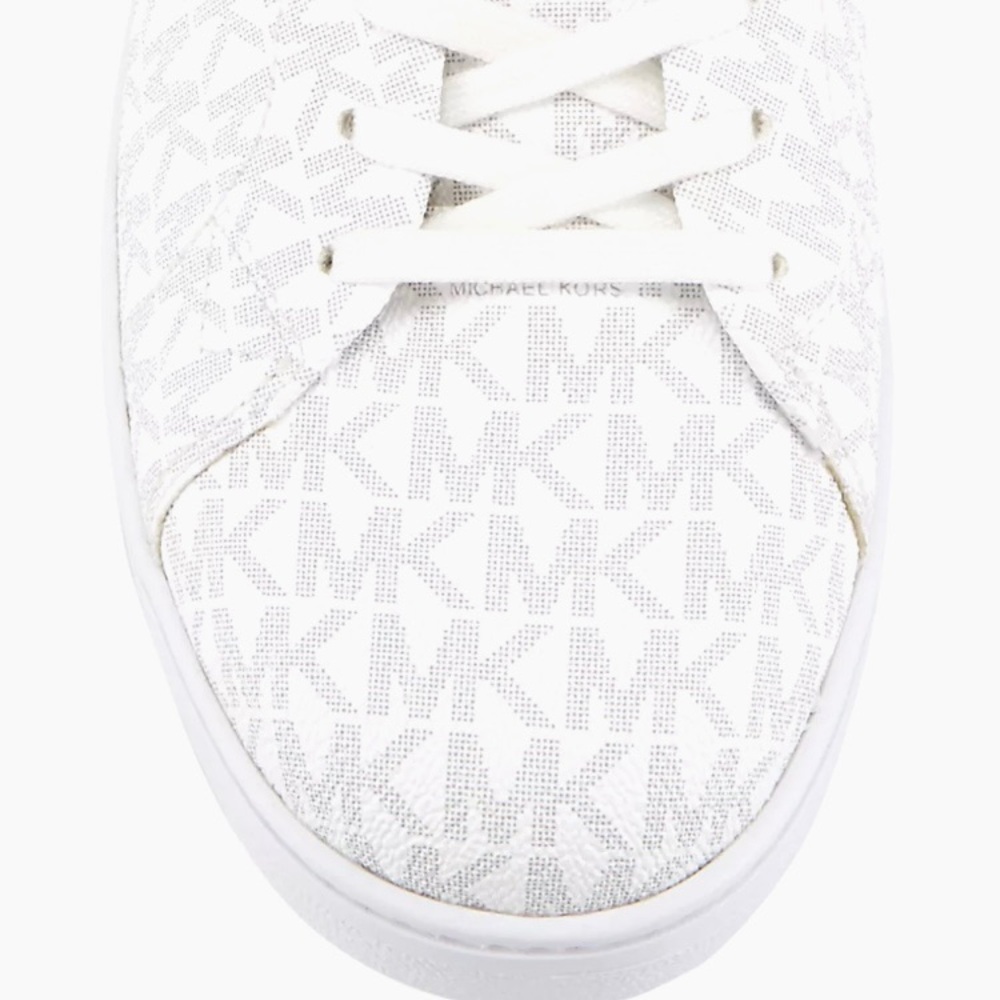 Michael Kors Shoes Men’s Size 12 Nate Allover MK Logo White Low Top Sneakers - Picture 6 of 7
